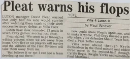 Match Report: Aston Villa vs Luton Town FC (5th Oct 1991)