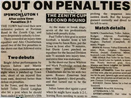 Match Report: Ipswich Town vs Luton Town FC (22nd Oct 1991)