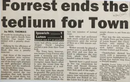 Match Report: Ipswich Town vs Luton Town FC (22nd Oct 1991)