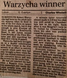 Match Report: Luton Town FC vs Everton (2nd Nov 1991)