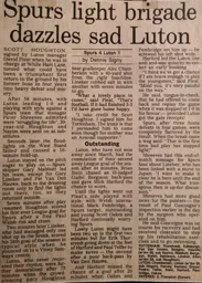 Match Report: Tottenham Hotspur vs Luton Town FC (16th Nov 1991)
