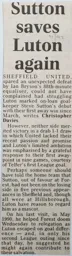 Match Report: Sheffield United vs Luton Town FC (30th Nov 1991)
