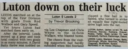 Match Report: Luton Town FC vs Leeds United (7th Dec 1991)