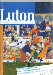 Programme: Luton Town FC vs Leeds United (7th Dec 1991)