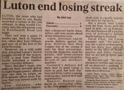 Match Report: Luton Town FC vs Coventry City (20th Dec 1991)