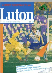 Programme: Luton Town FC vs Arsenal (26th Dec 1991)