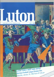 Programme: Luton Town FC vs West Ham United (18th Jan 1992)