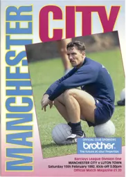 Programme: Manchester City vs Luton Town FC (15th Feb 1992)
