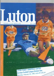 Programme: Luton Town FC vs Sheffield United (22nd Feb 1992)