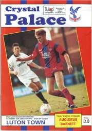 Programme: Crystal Palace vs Luton Town FC (25th Feb 1992)
