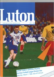 Programme: Luton Town FC vs Crystal Palace (7th Mar 1992)
