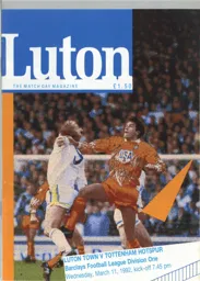 Programme: Luton Town FC vs Tottenham Hotspur (11th Mar 1992)