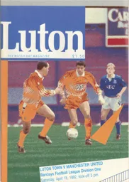 Programme: Luton Town FC vs Manchester United (18th Apr 1992)