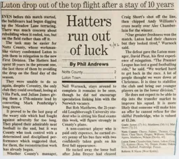 Match Report: Notts County vs Luton Town FC (2nd May 1992)