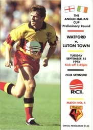 Programme: Watford vs Luton Town FC (15th Sep 1992)