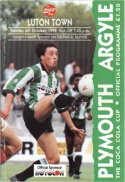 Programme: Plymouth Argyle vs Luton Town FC (6th Oct 1992)