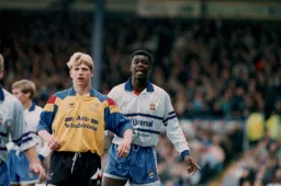 Marvin Johnson closely marks Marco Gabbiadini