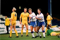 Julian James about to be congratulated on his goal