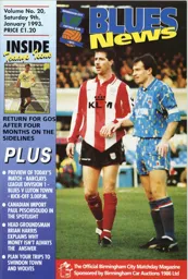 Programme: Birmingham City vs Luton Town FC (9th Jan 1993)