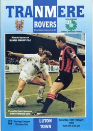 Programme: Tranmere Rovers vs Luton Town FC (13th Feb 1993)