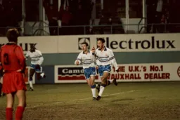 Scott Oakes celebrates after scoring the Town's third goal