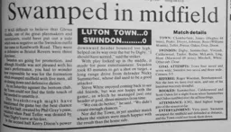 Match Report: Luton Town FC vs Swindon Town (17th Mar 1993)