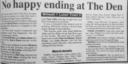 Match Report: Millwall vs Luton Town FC (24th Mar 1993)