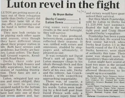 Match Report: Derby County vs Luton Town FC (24th Apr 1993)