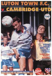 Programme: Luton Town FC vs Cambridge United (24th Aug 1993)