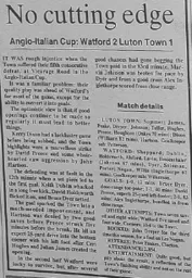 Match Report: Watford vs Luton Town FC (31st Aug 1993)
