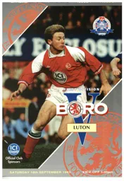 Programme: Middlesbrough vs Luton Town FC (18th Sep 1993)