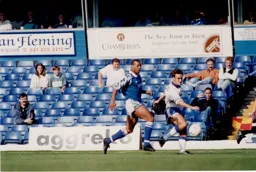 Scott Oakes gets in a cross from the left