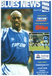 Programme: Birmingham City vs Luton Town FC (25th Sep 1993)