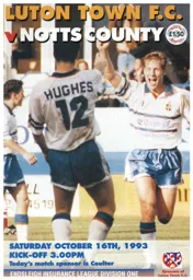 Programme: Luton Town FC vs Notts County (16th Oct 1993)