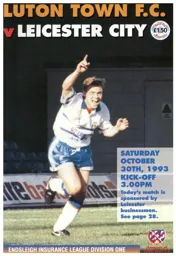 Programme: Luton Town FC vs Leicester City (30th Oct 1993)
