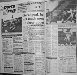 Match Report: Southend United vs Luton Town FC (13th Nov 1993)