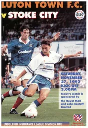 Programme: Luton Town FC vs Stoke City (27th Nov 1993)