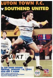 Programme: Luton Town FC vs Southend United (18th Jan 1994)