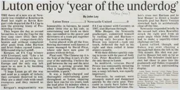 Match Report: Luton Town FC vs Newcastle United (9th Feb 1994)