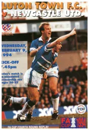 Programme: Luton Town FC vs Newcastle United (9th Feb 1994)
