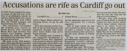 Match Report: Cardiff City vs Luton Town FC (20th Feb 1994)