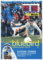 Programme: Cardiff City vs Luton Town FC (20th Feb 1994)