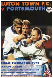 Programme: Luton Town FC vs Portsmouth (22nd Feb 1994)
