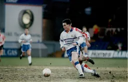 Ceri Hughes brings the ball forward