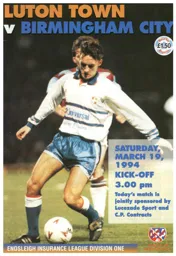 Programme: Luton Town FC vs Birmingham City (19th Mar 1994)