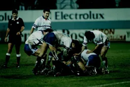 Somewhere at the bottom of the pile is Scott Oakes after scoring his and town`s second goal