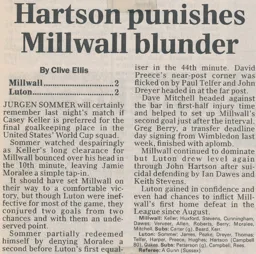 Match Report: Millwall vs Luton Town FC (30th Mar 1994)