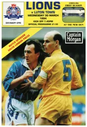 Programme: Millwall vs Luton Town FC (30th Mar 1994)