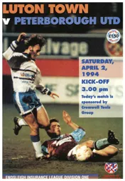 Programme: Luton Town FC vs Peterborough United (2nd Apr 1994)