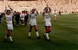 Players thanking the fans for their support